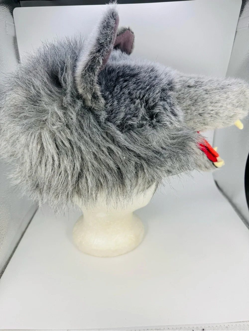 Wolf Head Green Trading Plush Hat Cap Realistic Costume Creative Play Adult Size - Picture 4 of 6